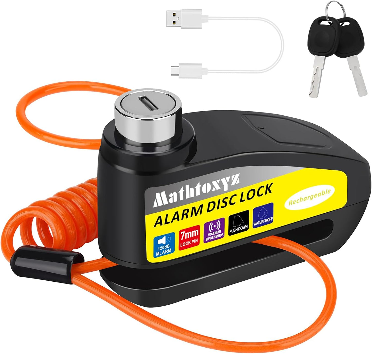 120dB Rechargeable Motorcycle Alarm Lock - Anti-Theft Security
