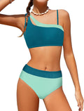 Girls Swimsuit Bikini Set Color Block Cut Out Two Piece - Best Fit Tip