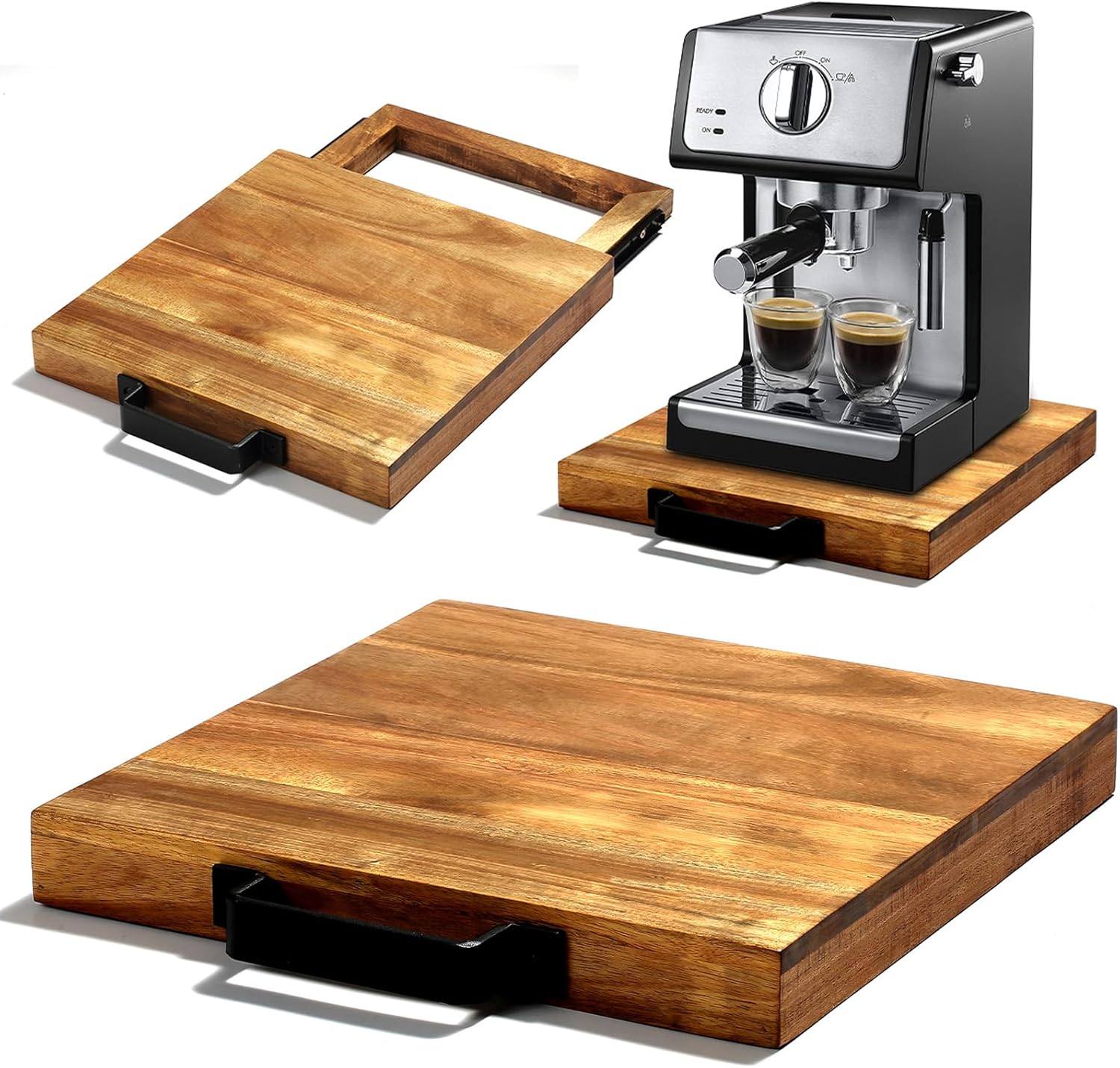 Natural Acacia Sliding Tray for Kitchen Appliances by EVERBBKING