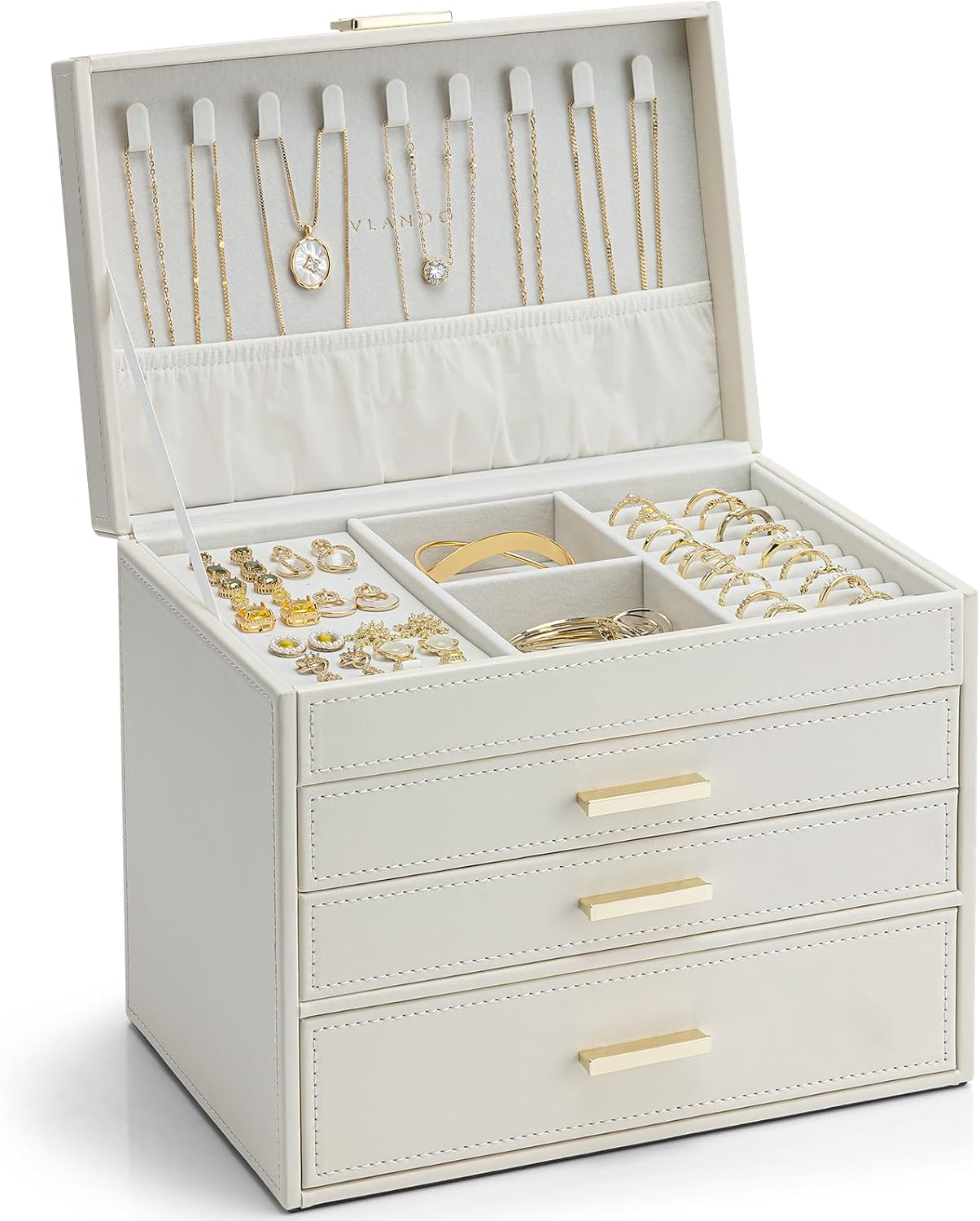 Vlando 4 Layer Large Jewelry Box - Stylish Organizer for Gifts