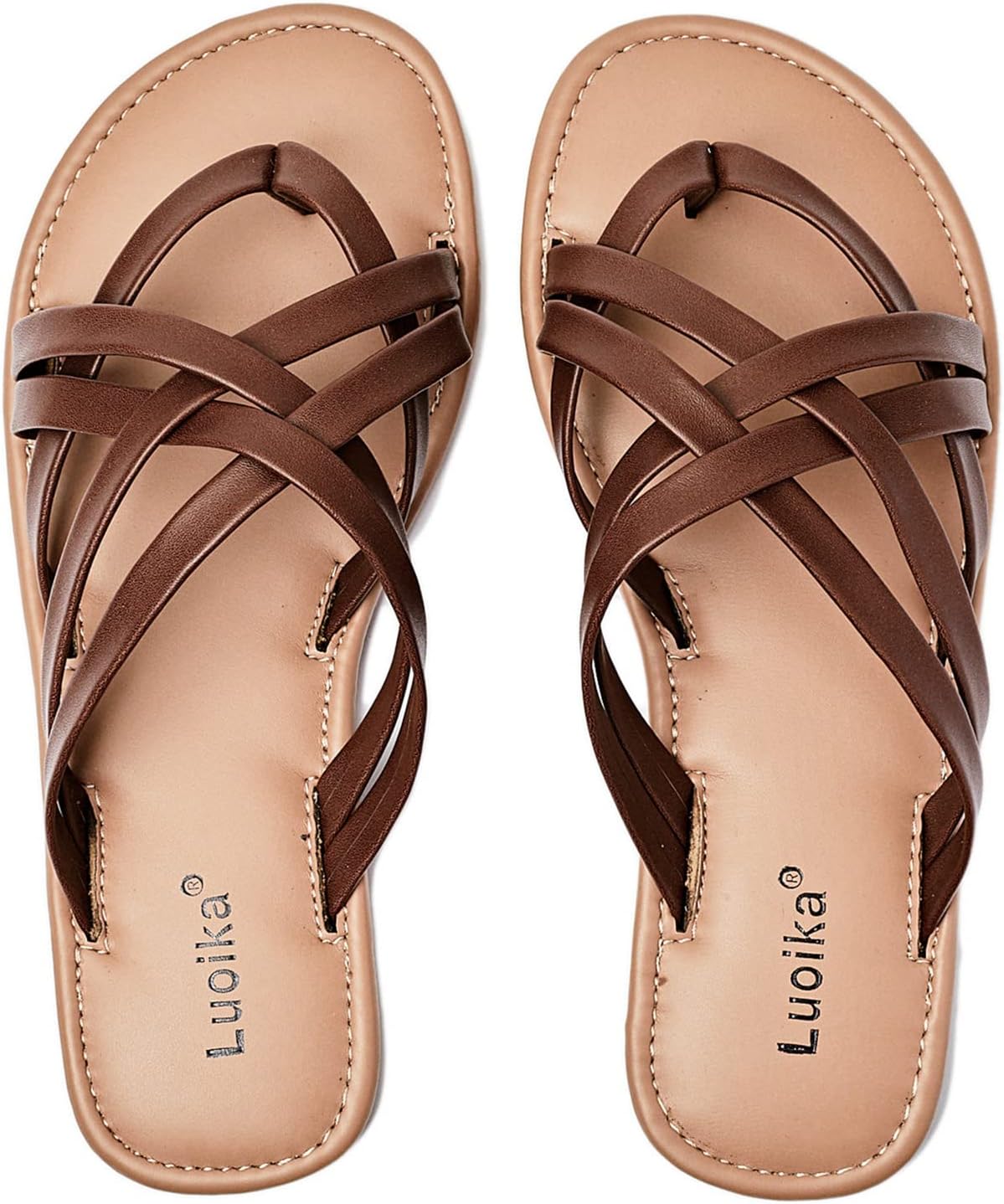 Luoika Women's Wide Width Flat Sandals for Summer Comfort