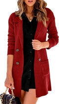 Open Front Lapel Collar Cardigan Button Down Long Sweater - Classic