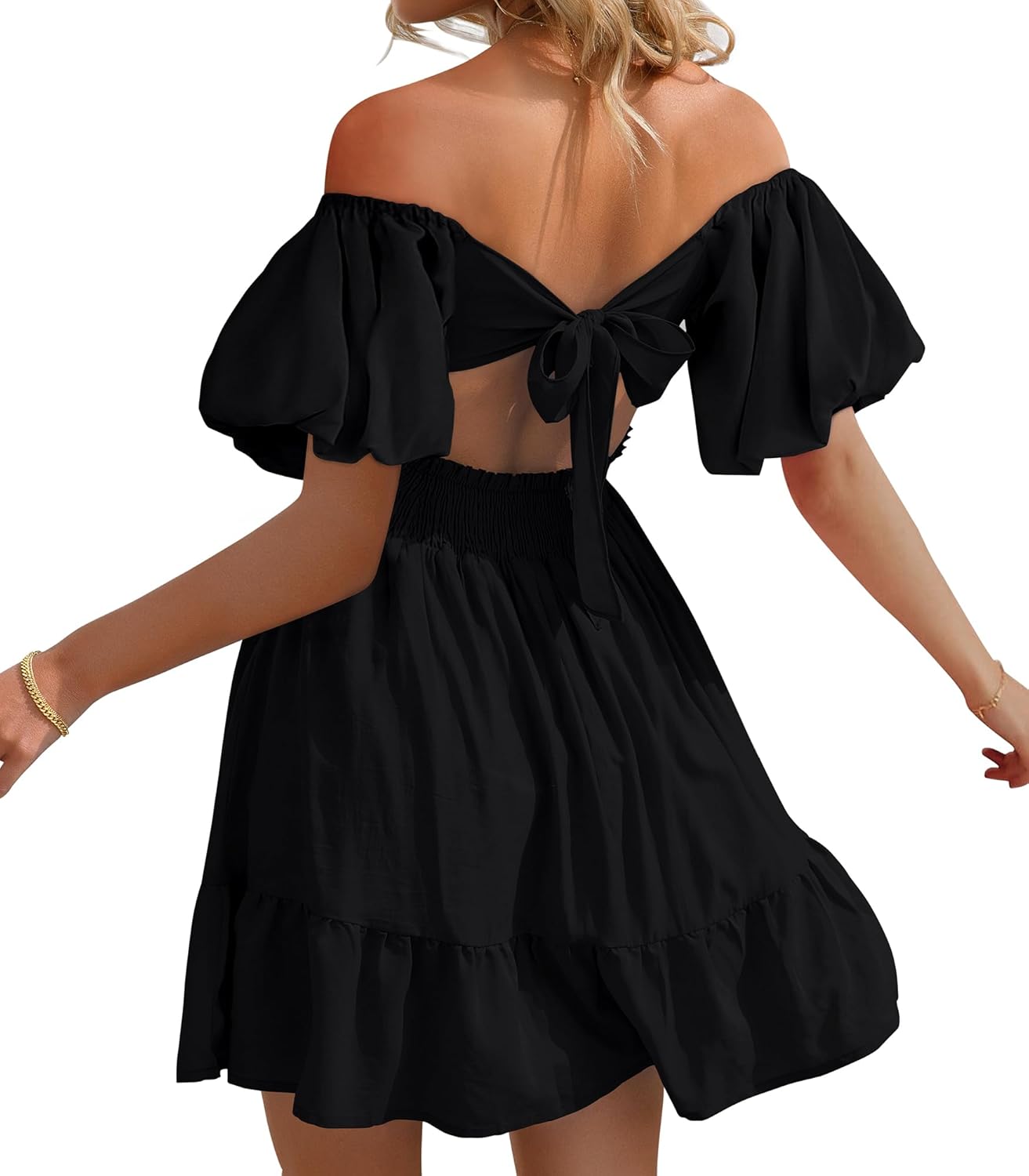 Phortric Womens Summer Tie Back Dress for Casual Elegance