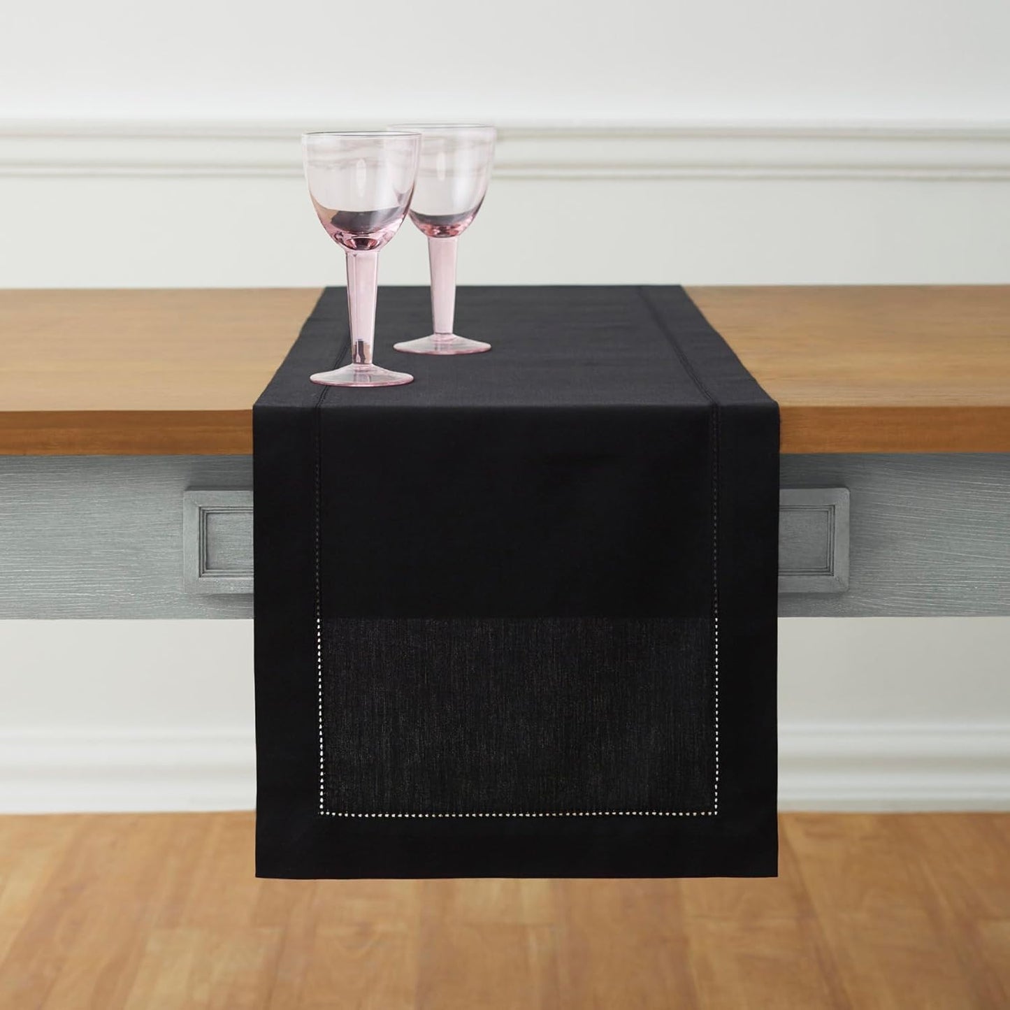 Cotton Linen Black Table Runner for Fall and Holiday Decor