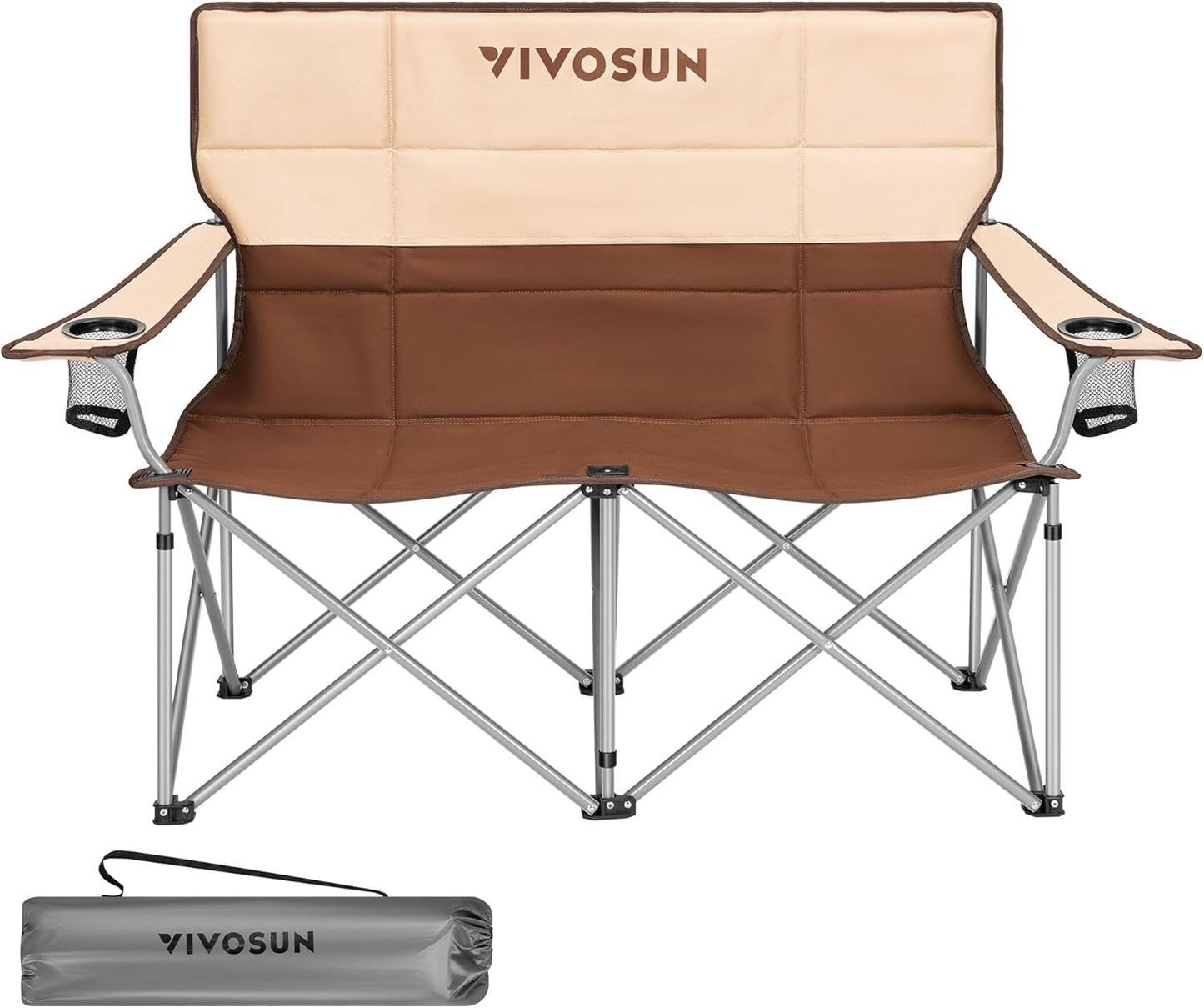 VIVOSUN Double Camping Chair: Comfy Duo Seat, Foldable + Storage