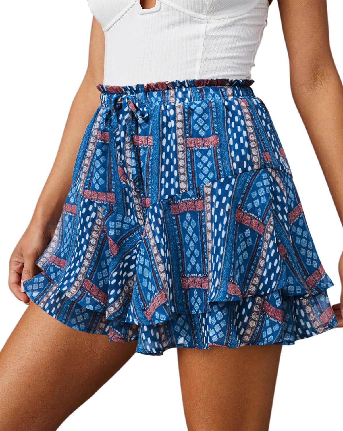 Flowy Shorts for Women Casual Cute Floral Skorts for Summer