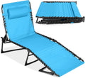 Patio Chaise Lounge Chair Portable Folding Recliner - Light Blue