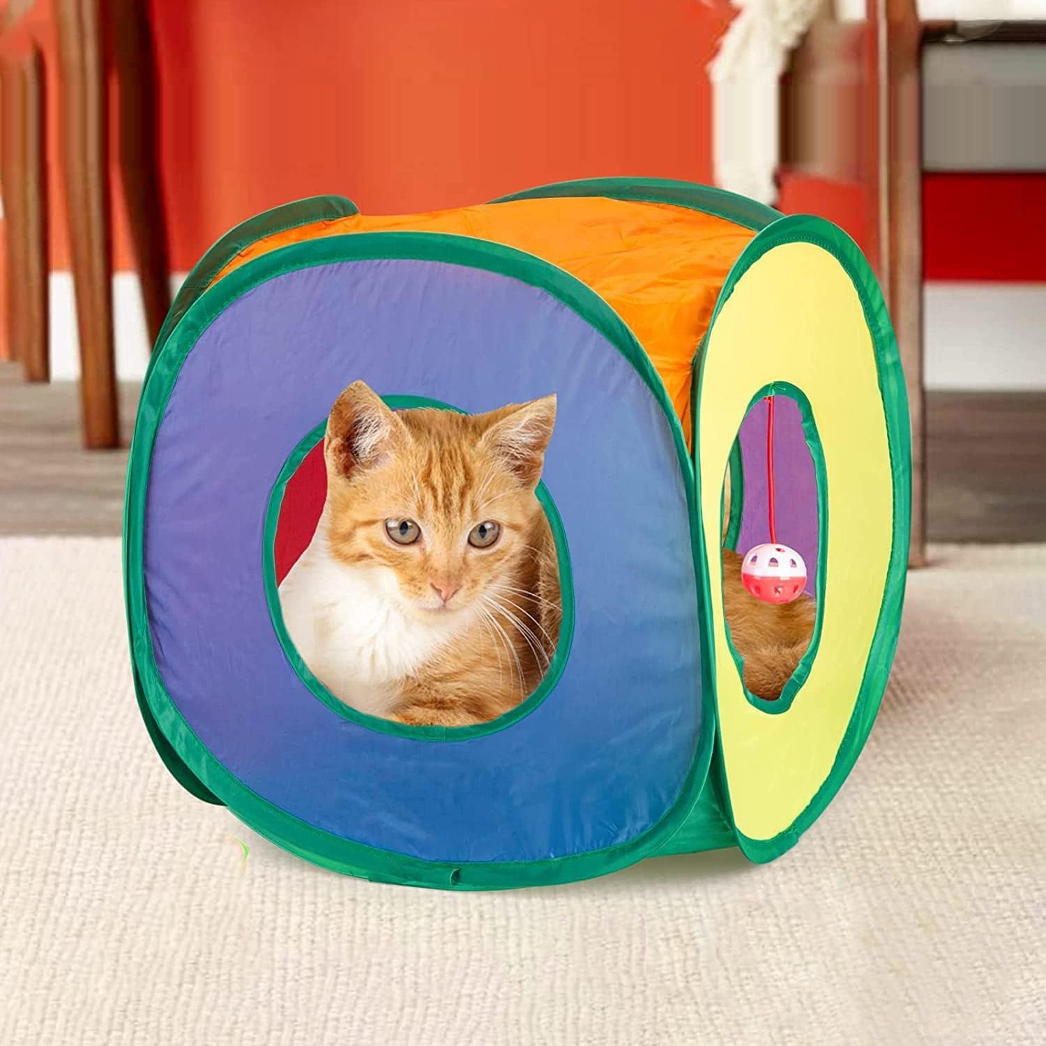 Interactive Cat Tunnel with Peek-a-Boo Ball