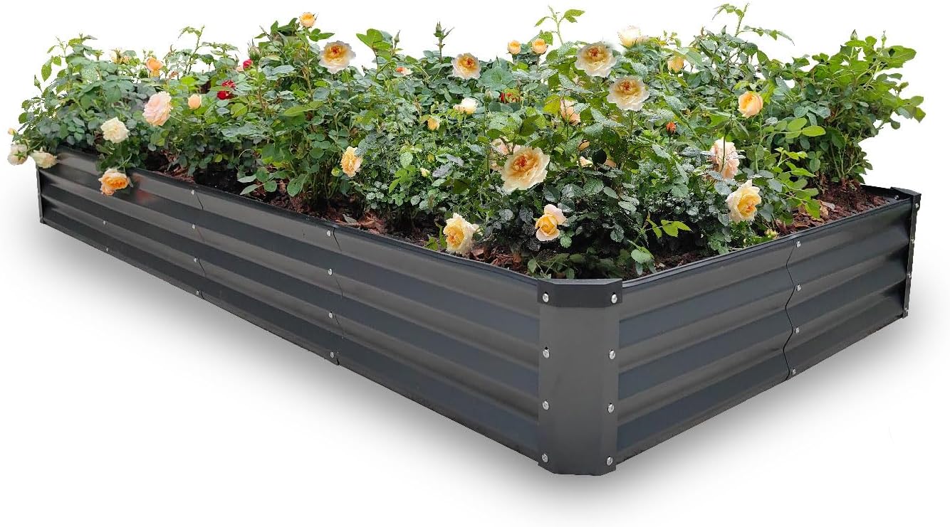 GARDMAX Galvanized Raised Garden Bed Kit for Vegetables and Herbs