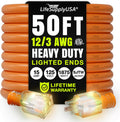 50ft Orange 12/3 SJTW Extension Cord 3-Prong - Heavy Duty, Lighted End