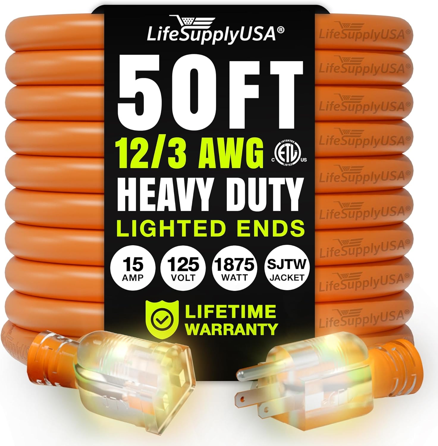 50ft Heavy Duty Extension Cord for Indoor and Outdoor Use