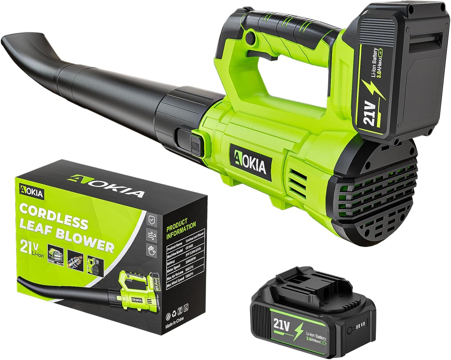 Aokia Leaf Blower - 21V Cordless Electric for Lawn Care