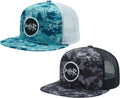 BASSDASH Flat Brim Trucker Cap 2 Pack - Breathable Snapback Fit Sports