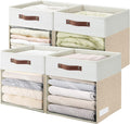 Storage Cubes 4 Pack Linen Bins 13 in - Beige and White Pack