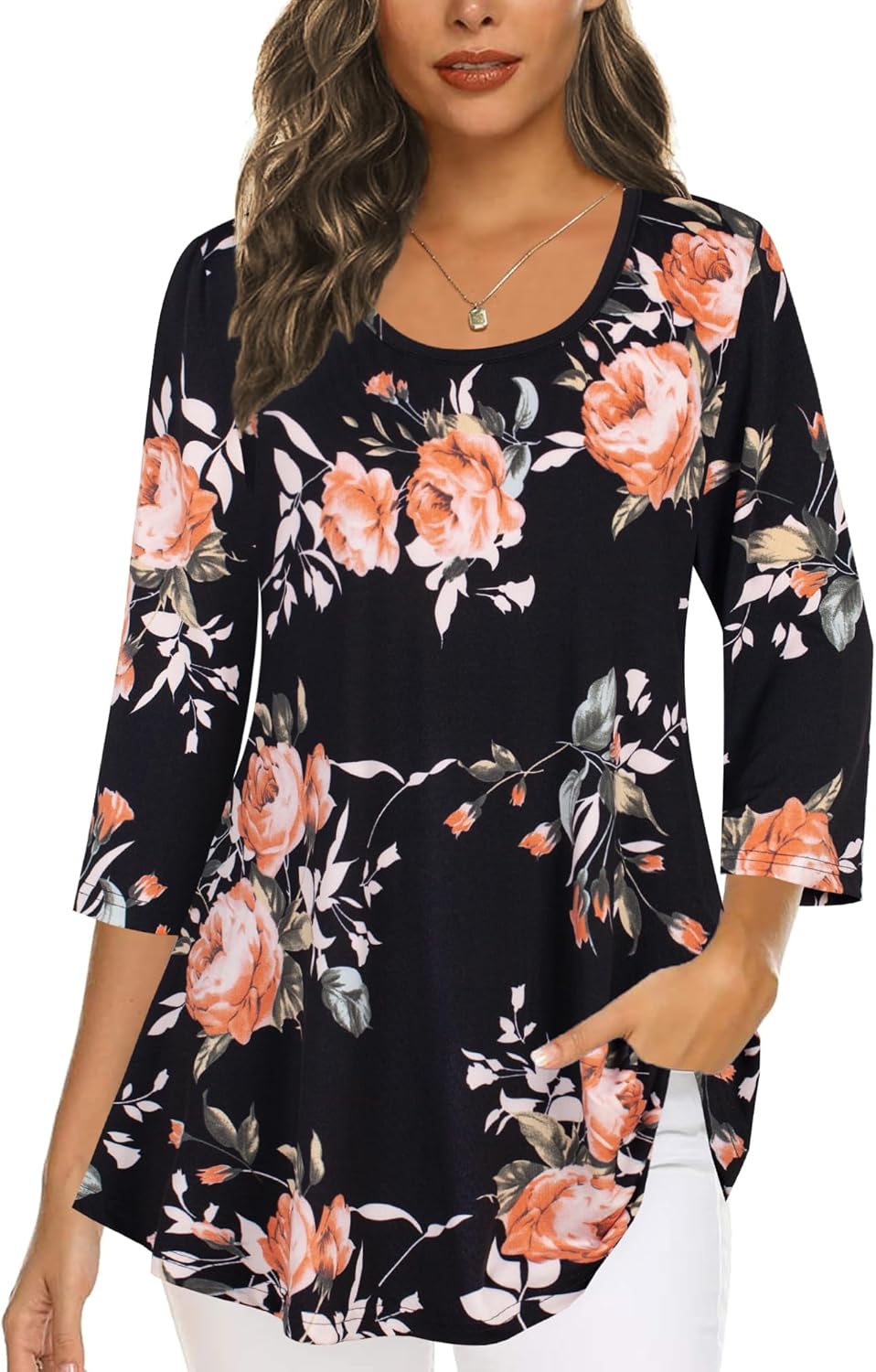 Tencole 3/4 Sleeve Shirts for Women Dressy Tunic Tops Casual Wear