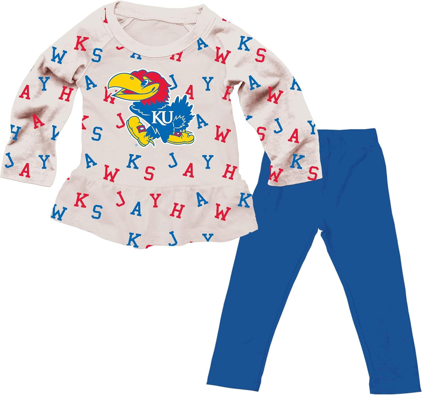 Wes and Willy Little Girls College Team All Over Logo Outfit