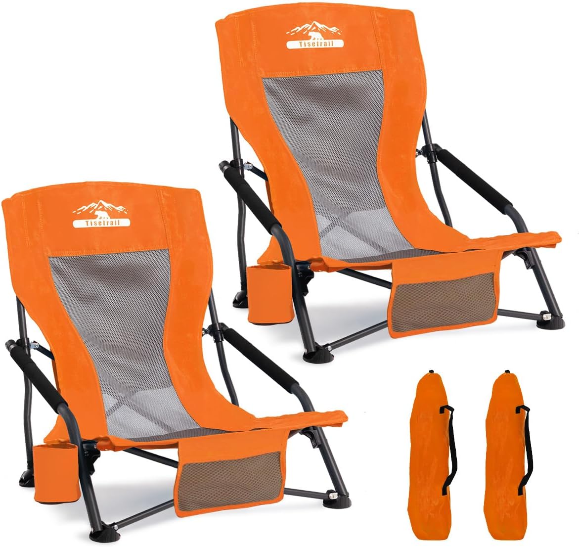 Portable Lowback Beach Chairs Set of 2 - Lightweight & Sturdy