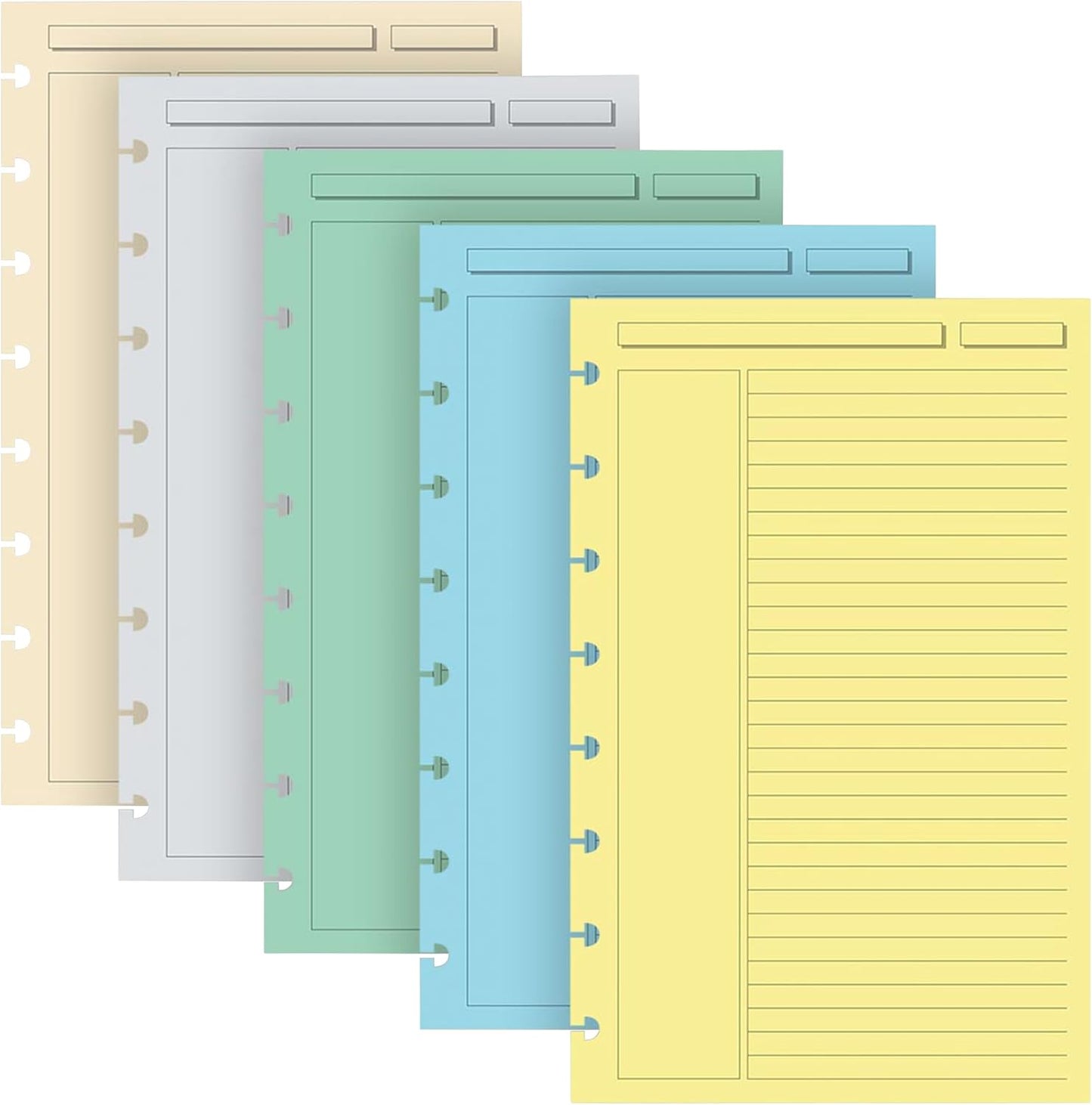 Levenger 1/4 Inch Ruled Discbound Paper Refill - Colorful 300 Sheets