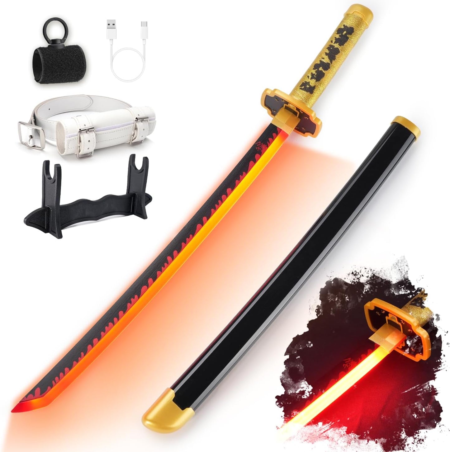 RENGENG Light Up Sword for Kids - 30 Inch Rechargeable Fun