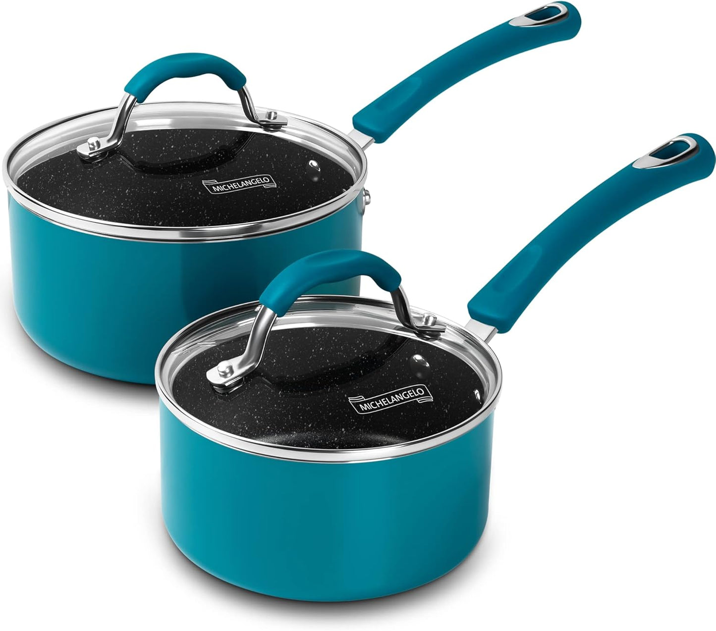 MICHELANGELO Nonstick Saucepan Set with Lids for Versatile Cooking