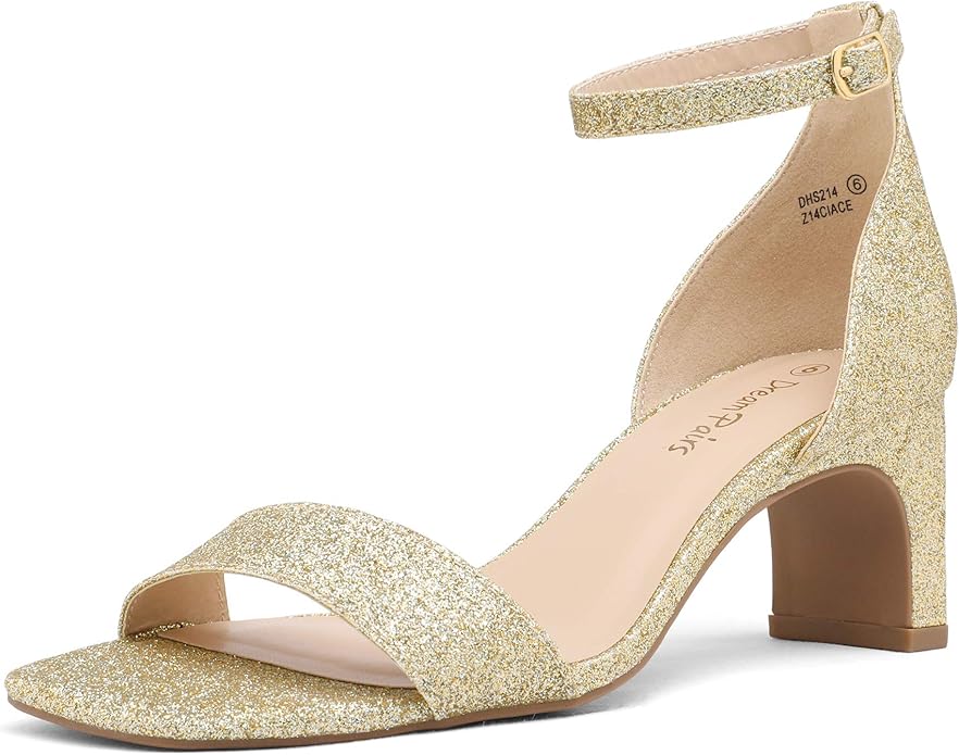 DREAM PAIRS Women's Square Toe Low Block Chunky Heels Shoes