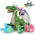 7Pcs Giant Green Dragon Plush Toy Set - Soft 22in Mother Dragon