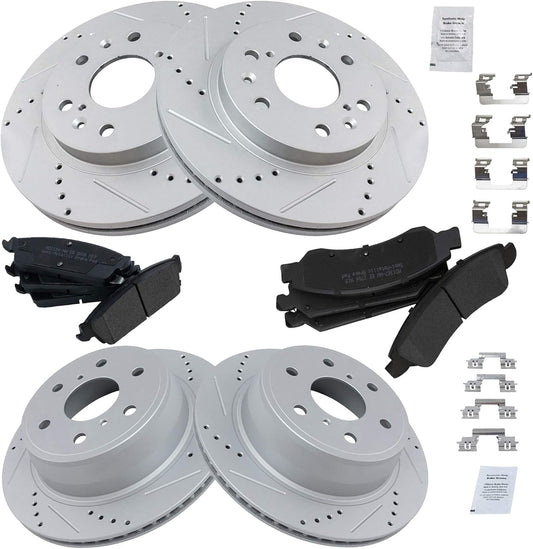 TRQ Front & Rear Brake Pad & Rotor Kit for Cadillac & GMC