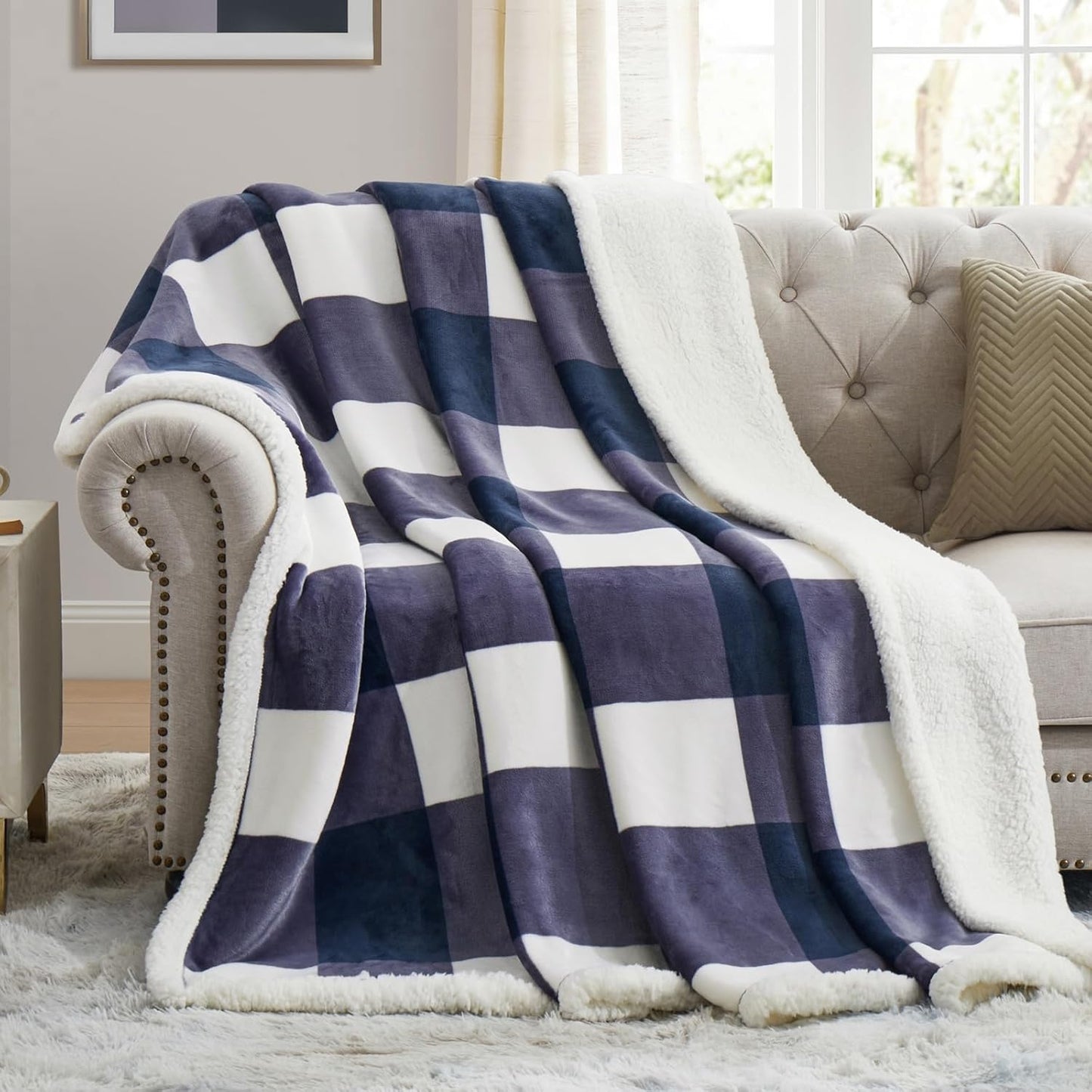 PU MEI Sherpa Blanket Fleece Throw for Cozy Warmth and Style