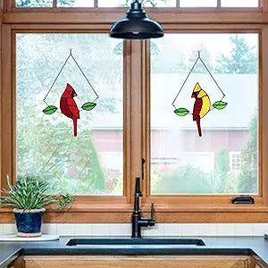 Stained Glass Cardinal Window Hangings for Sympathy Gifts