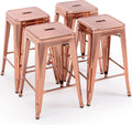 24 in Rose Gold Bar Stools Backless Metal Counter Height Set of 4