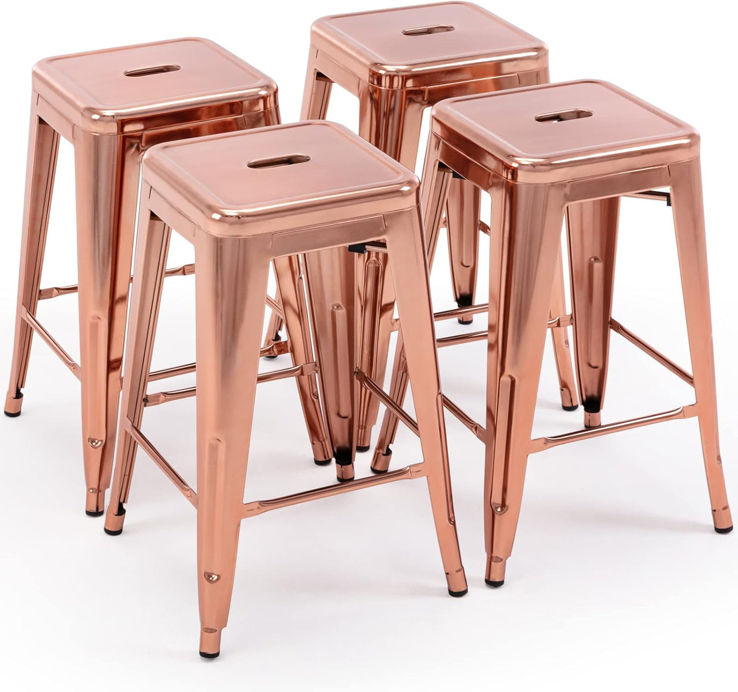 24 in Bar Stools Backless Metal Stools for Indoor-Outdoor Use