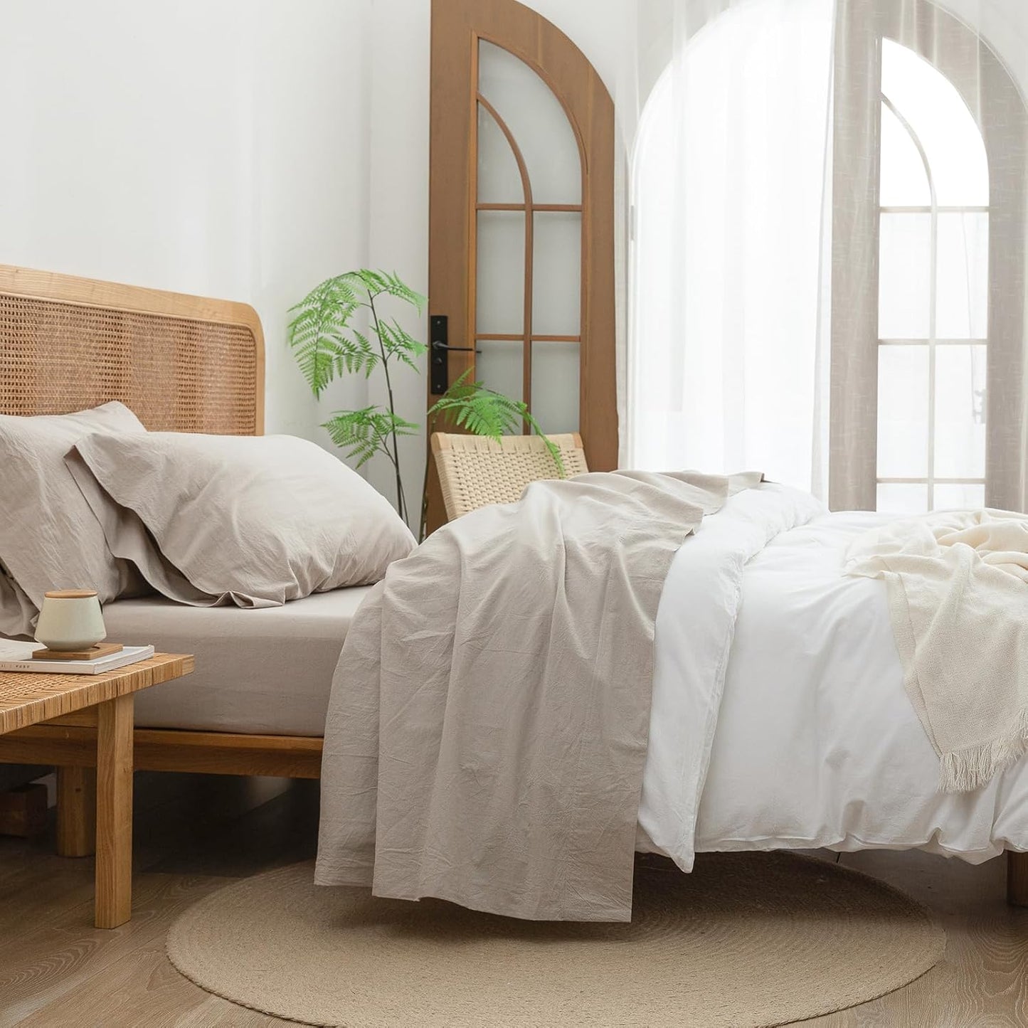 BESTOUCH Cal King Sheet Set 100% Washed Cotton for Comfort