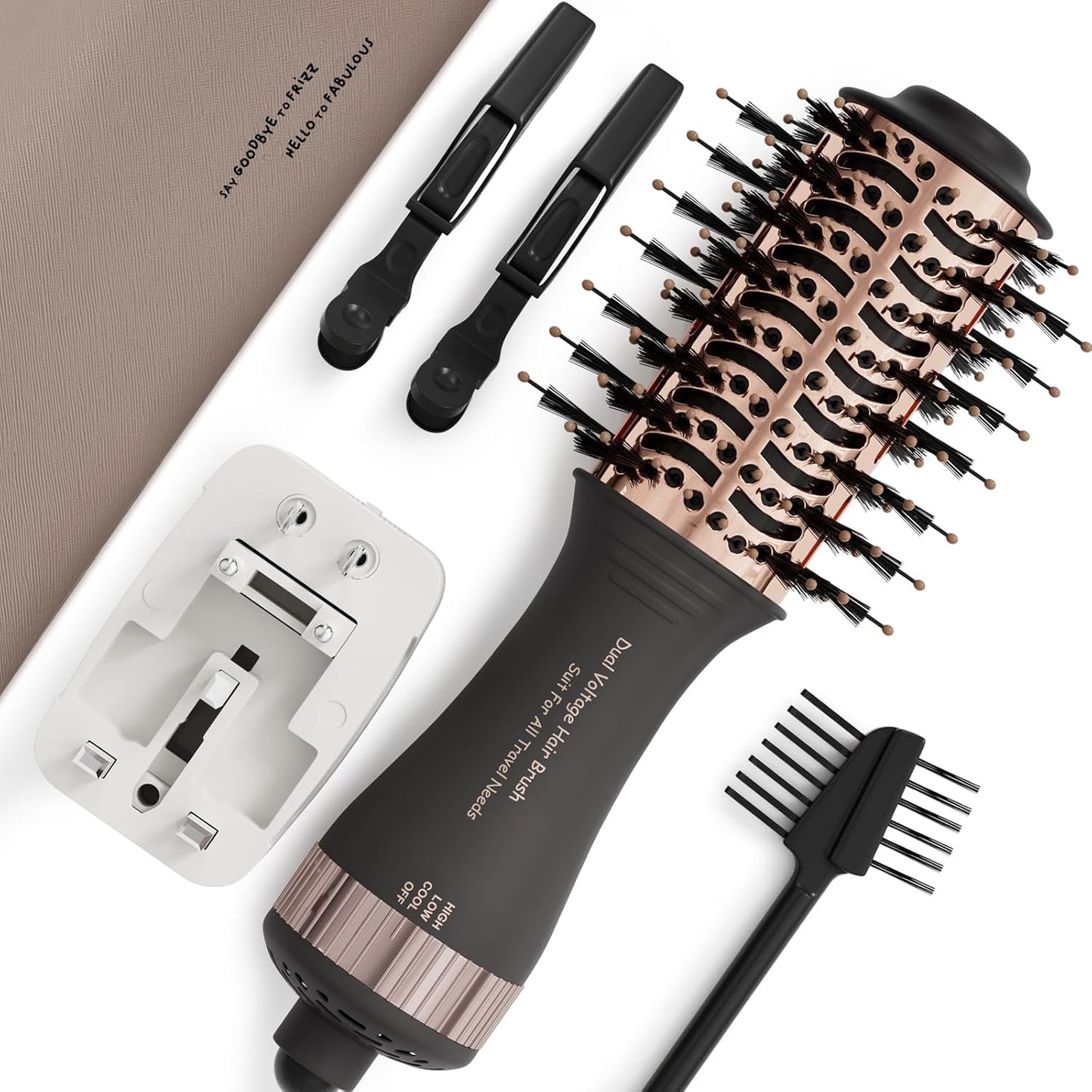 Dual Voltage Blow Dryer Brush for Effortless Travel Styling