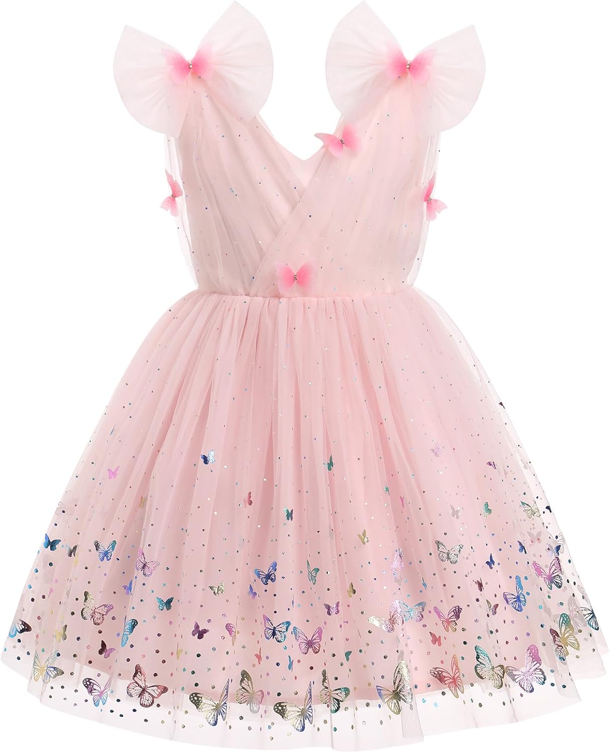 Toddler Girls Butterfly Dress with Sparkle Sequins and Tulle