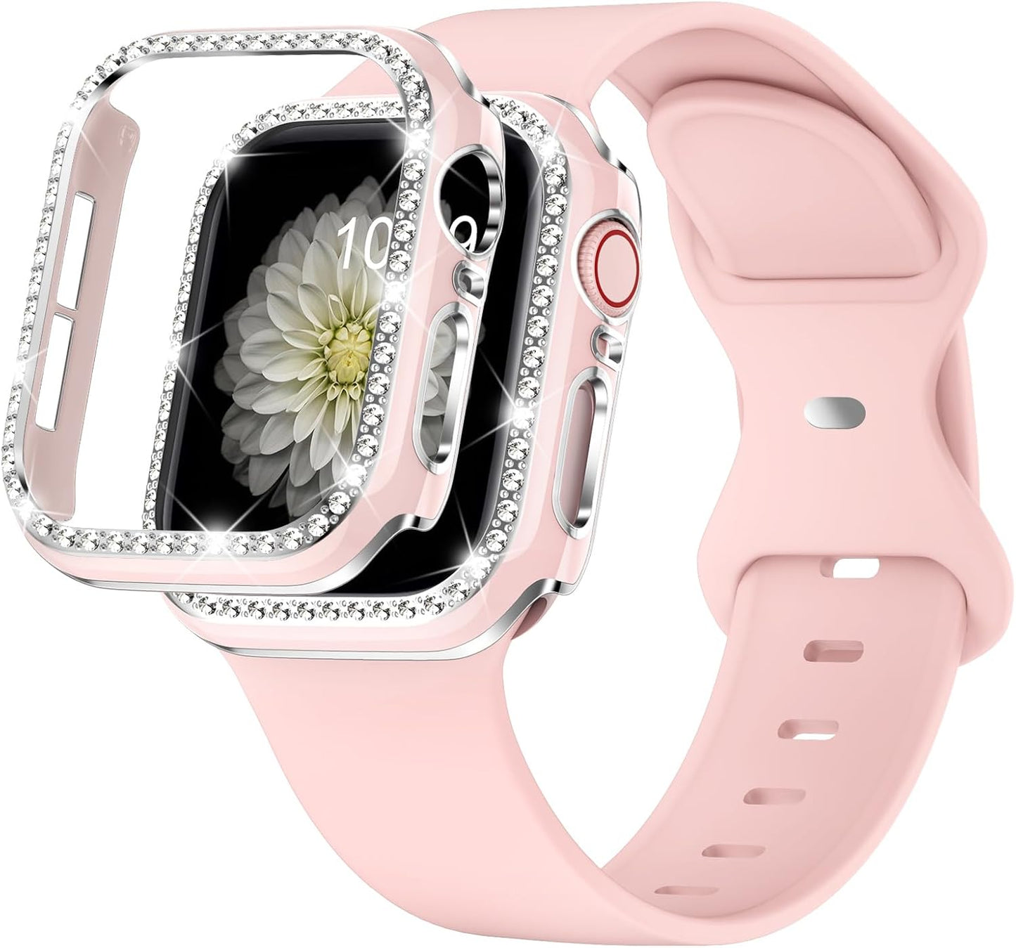 Pink Apple Watch Band 44mm XYF Glitter Bling Case