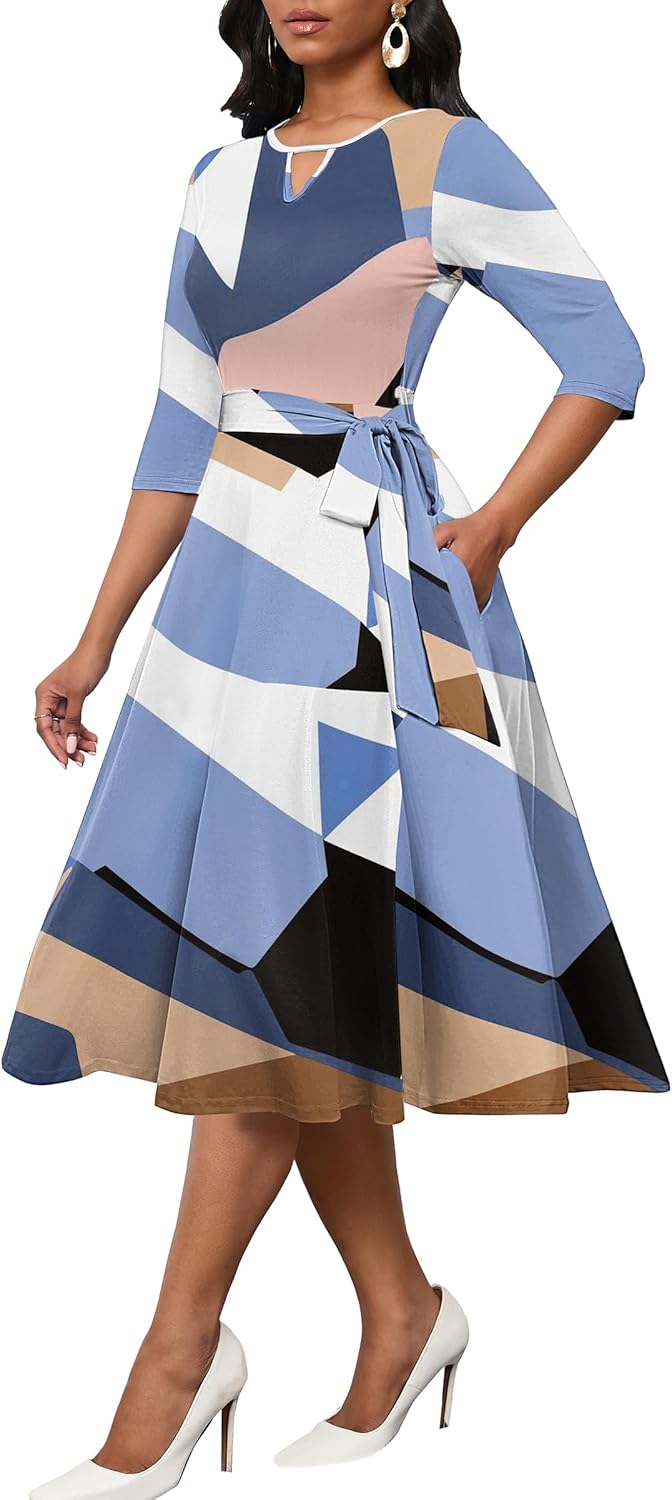 CLOCOR Midi Dresses for Women A-Line Fit and Flare Style