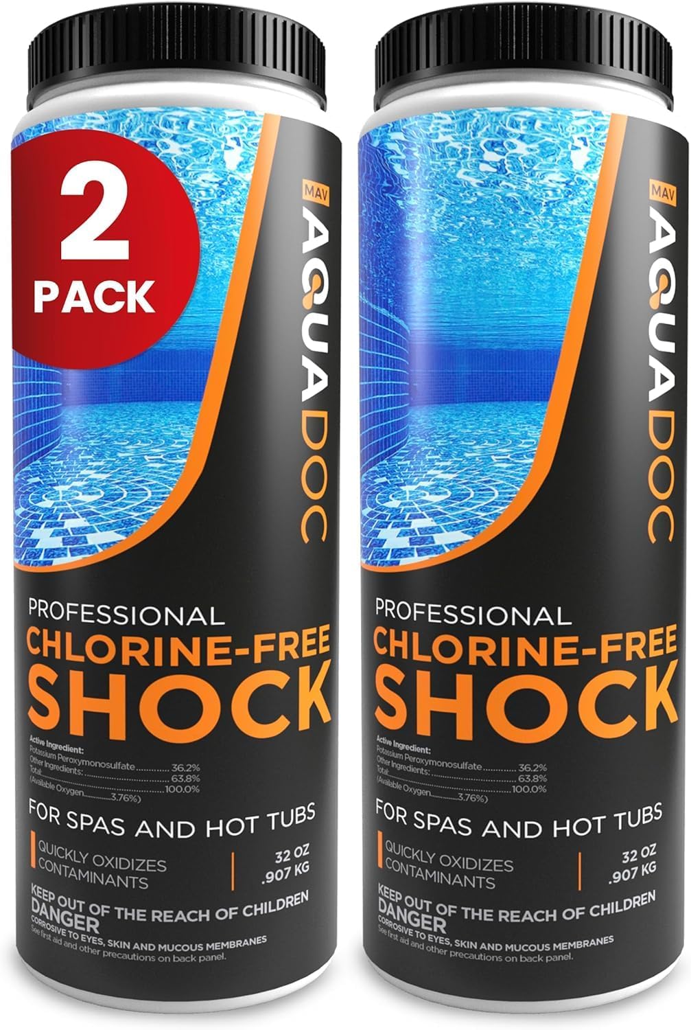 Aquadoc Non-Chlorine Spa Shock for Hot Tub - 32oz (2 Pack)