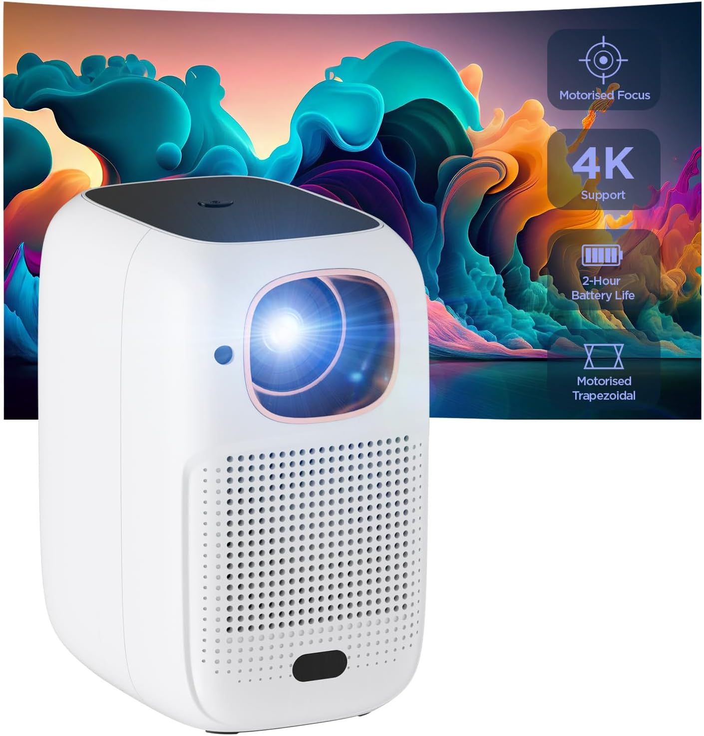 Portable 1080P Projector with Built-in Battery