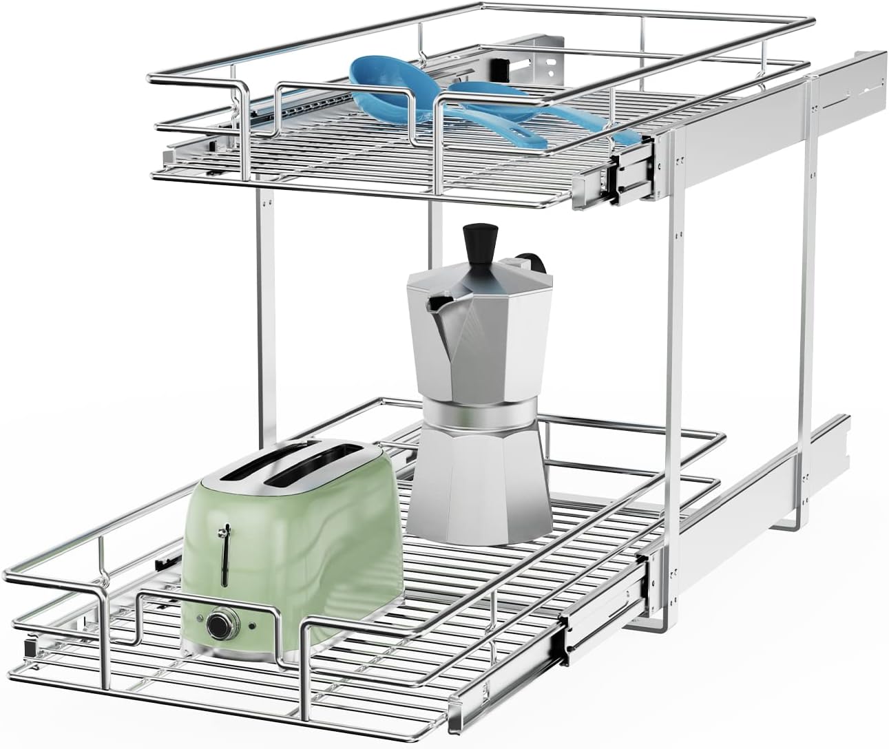 ROOMTEC Pull Out Cabinet Organizer for Kitchen and Bathroom Storage