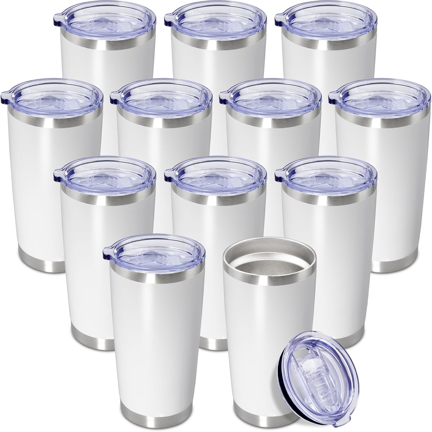 20 oz Stainless Steel Tumbler Travel Mug with Lid - 12 Pack