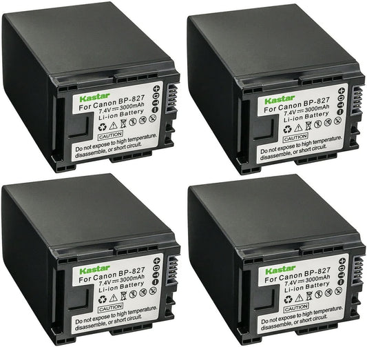 Kastar 4-Pack BP-827 Battery for Canon Vixia Camcorders