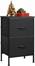 WLIVE Black Night Stand with 2 Drawers - Compact Bedroom Storage