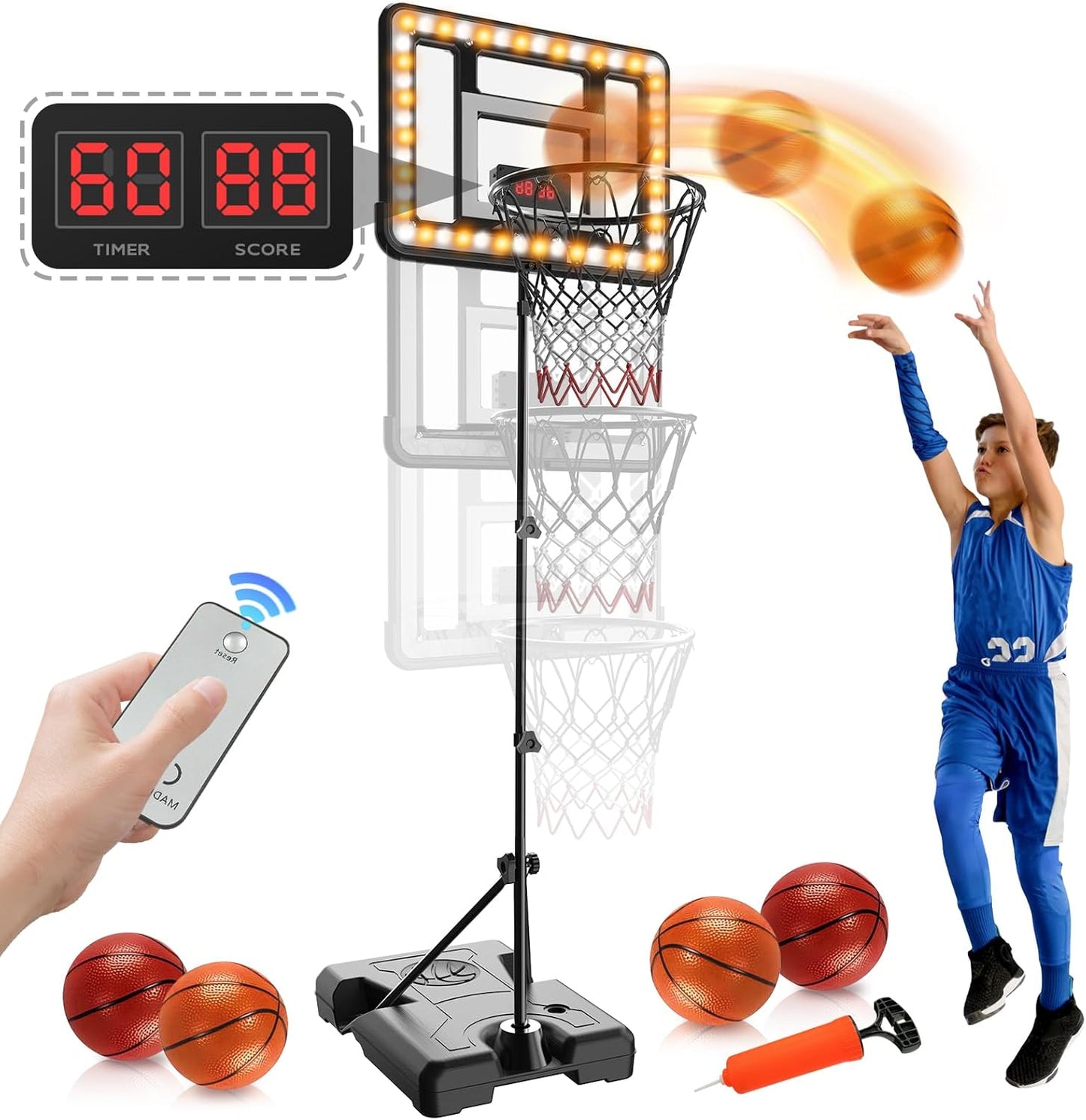 Kids Basketball Hoop Indoor Outdoor Adjustable Height for Fun