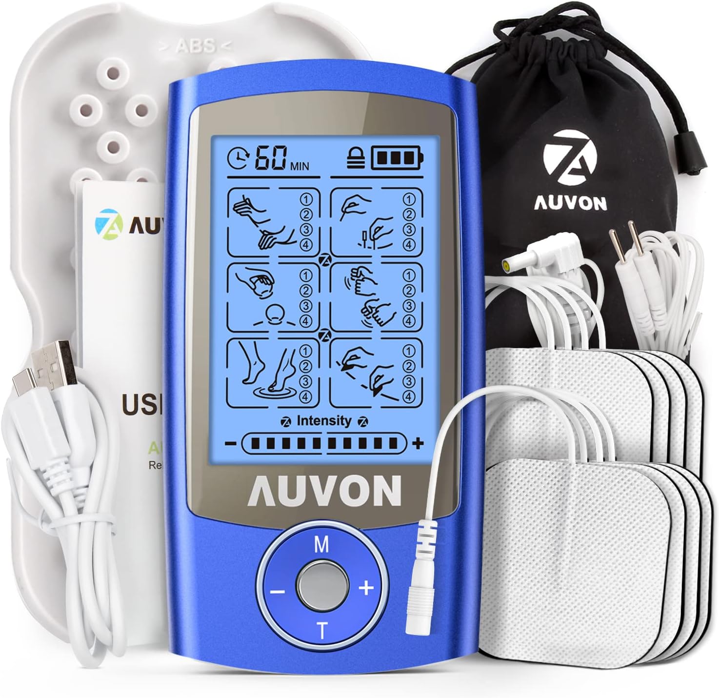 AUVON Rechargeable TENS Unit Muscle Stimulator for Pain Relief