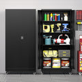 Metal Storage Cabinet with Wheels - Tall Lockable Garage Cabinet