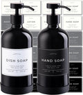 16oz Glass Soap Dispenser Set of 2 - Gloss Black Pump Bottles