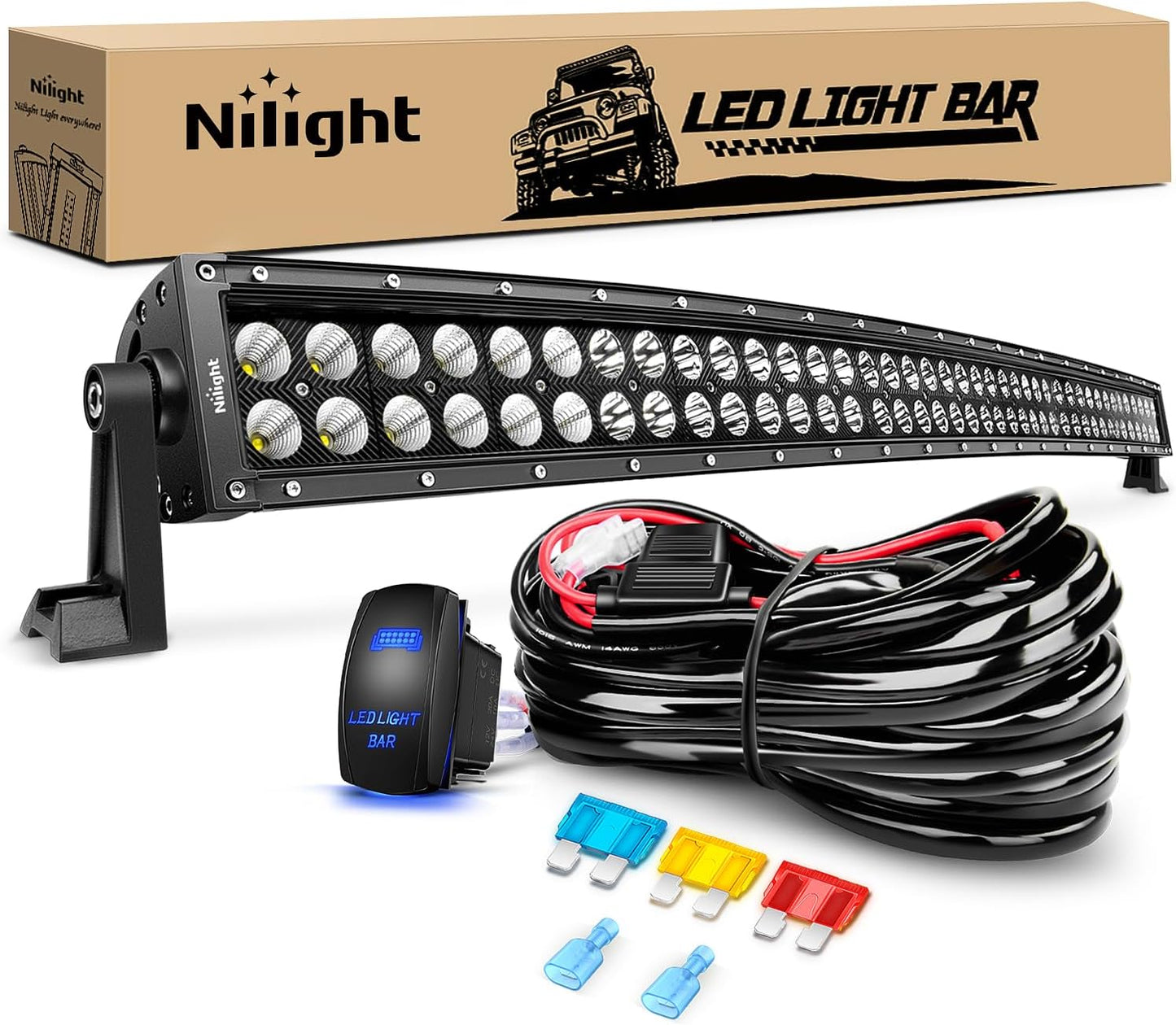 Nilight 42Inch 240W Curved Led Light Bar for Off Road Use