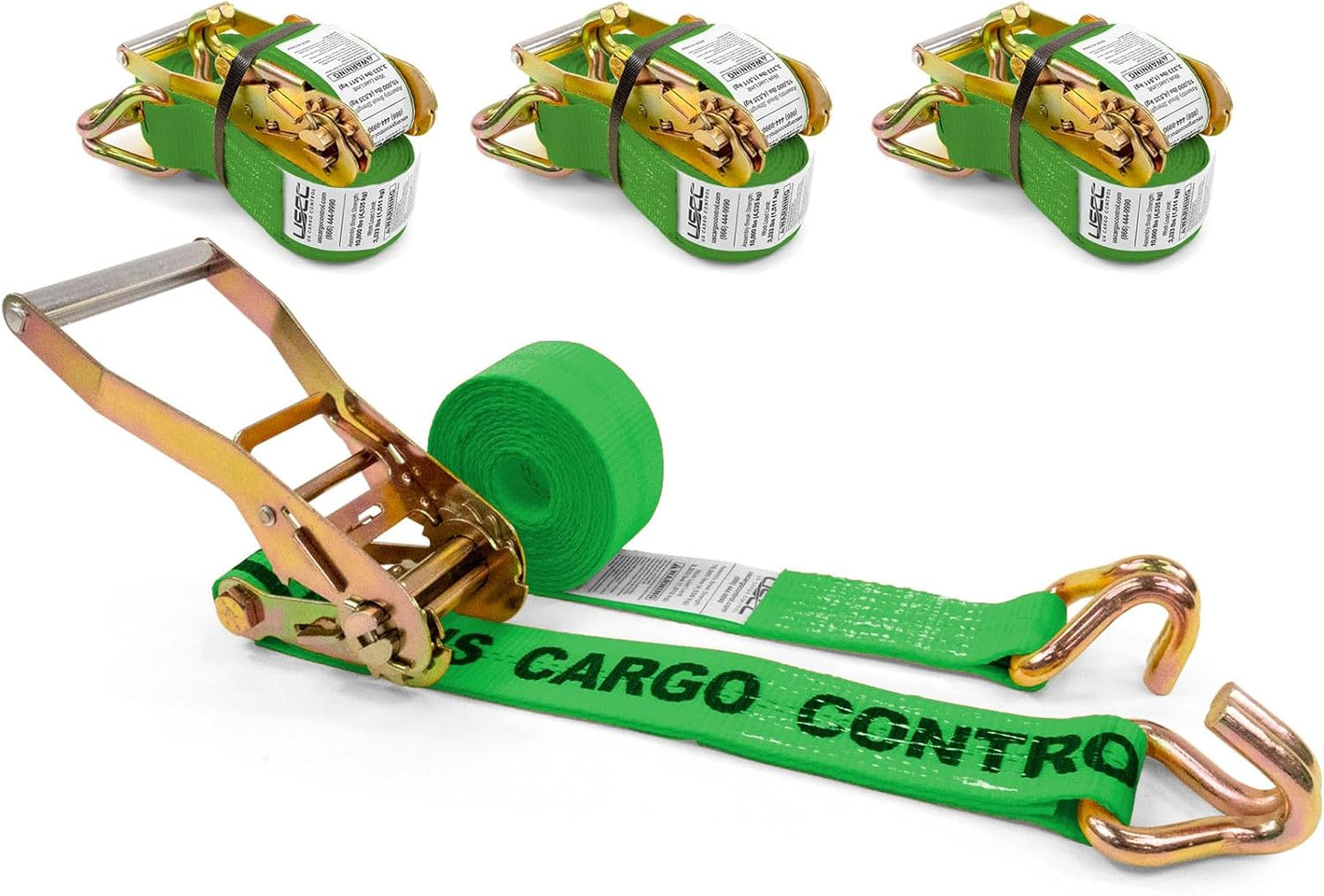 Heavy Duty 2 Inch x 12 Foot Ratchet Straps with J Hooks