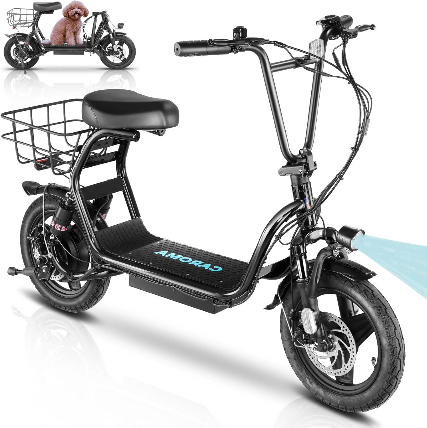 Caroma Peak Electric Scooter with Seat and 30 Miles Range