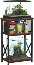 Snughome 10 Gallon Aquarium Stand with Storage - 3 Tier Rustic Brown